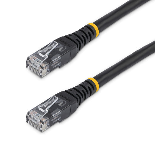 StarTech.com 2ft CAT6 Ethernet Cable - Black CAT 6 Gigabit Ethernet Wire -250MHz 100W PoE RJ45 UTP Molded Network/Patch Cord w/Strain Relief/ Individually Tested